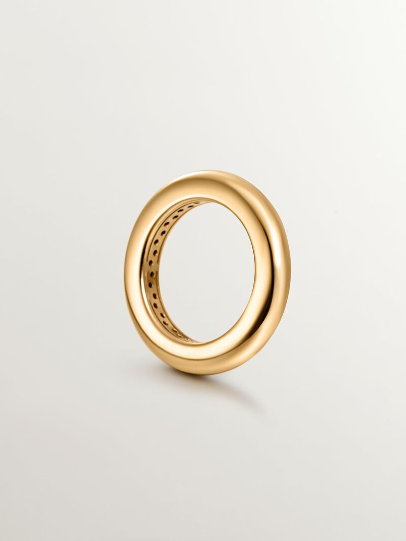 925 thick silver ring in 18k yellow gold image number 4