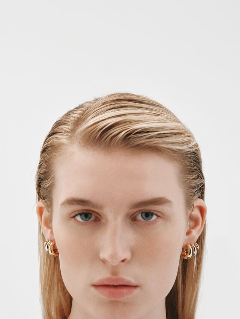Climbing earrings in rhodium-plated 925 silver and 18K yellow gold image number 3