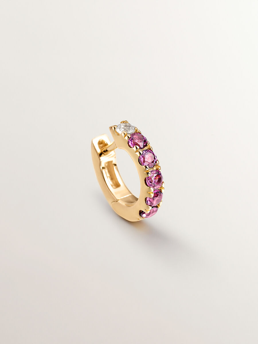 Boucle d'oreille saphir et rhodolite argent plaqué or , J04836-02-WS-RO-H, hi-res
