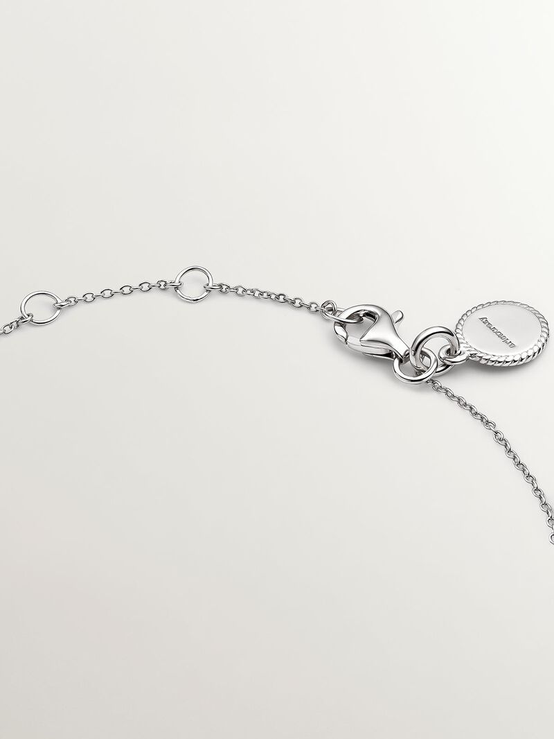 925 Silver bracelet with white sapphires and blue topaz. image number 6