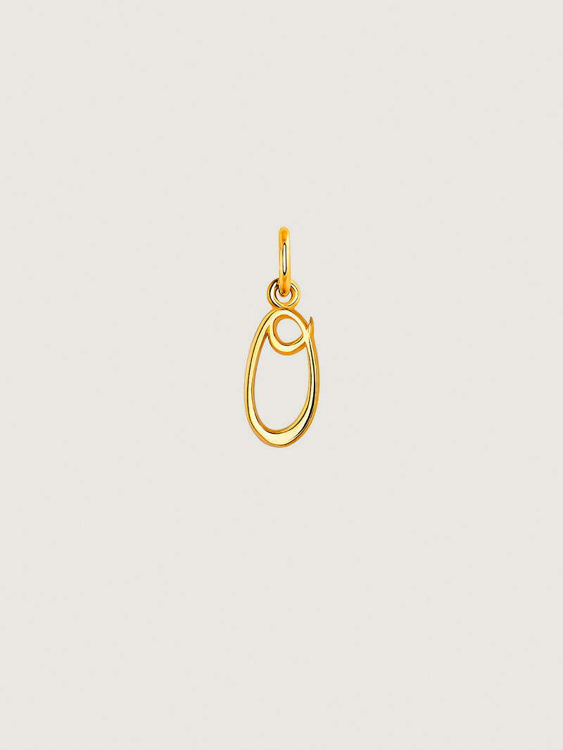 925 Silver charm dipped in 18K yellow gold with initial O image number 0