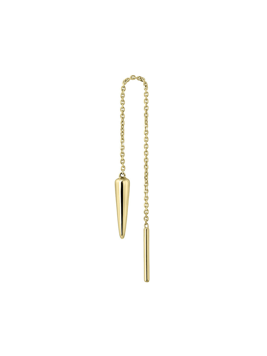 Single long double chain earring in 9k yellow gold, J05182-02-H, hi-res