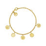 Gold plated round motifs ethnic bracelet , J04447-02