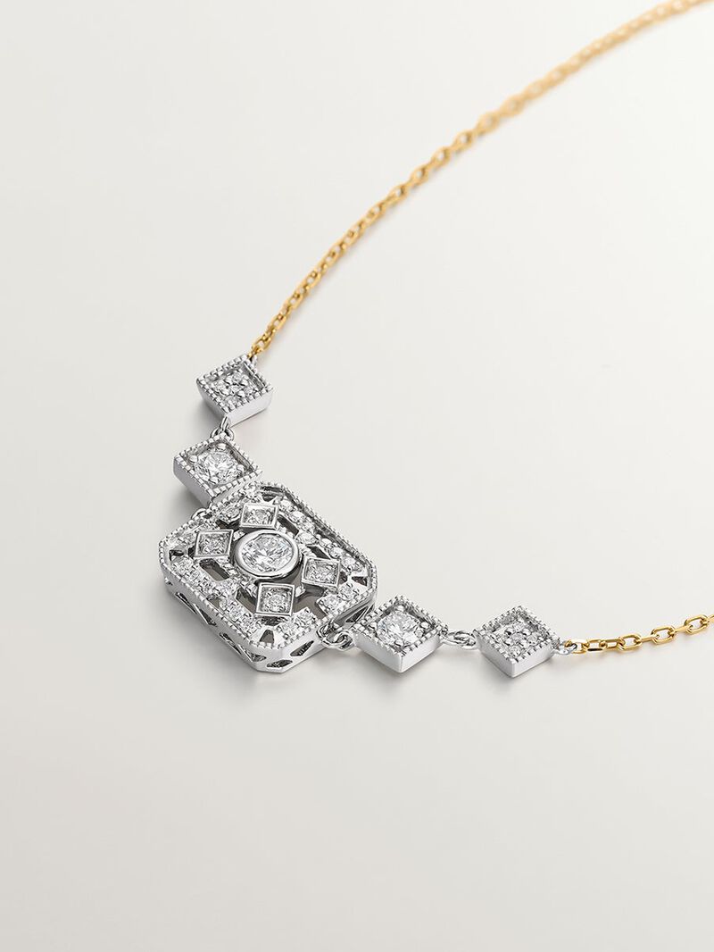 18K white and yellow gold bracelet with brilliant cut diamonds image number 2