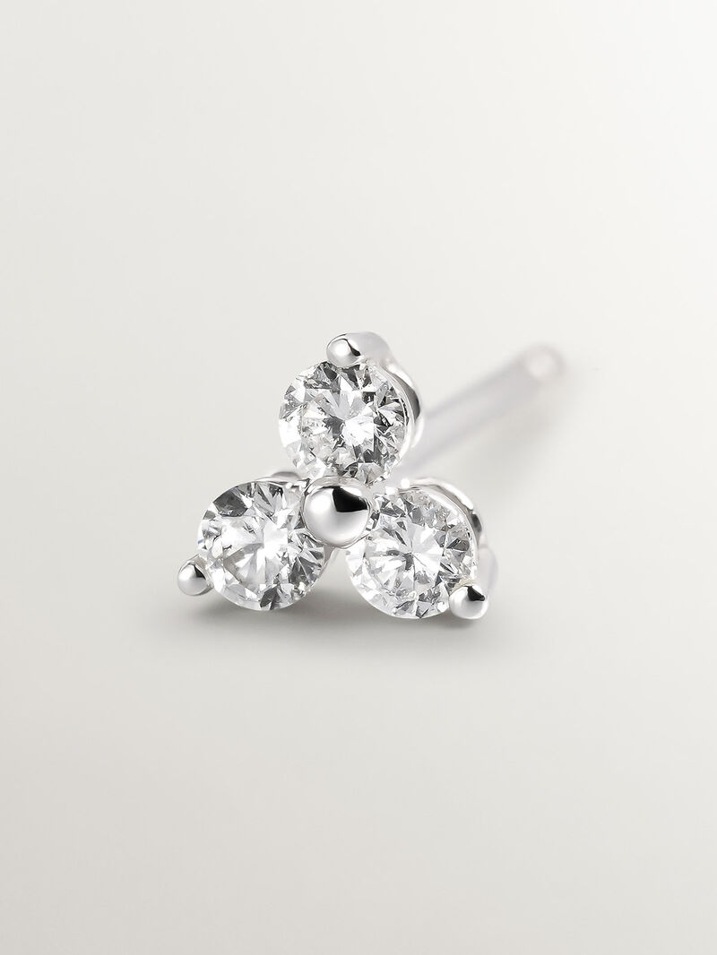 18K White Gold Diamond Clover Single Earring image number 4
