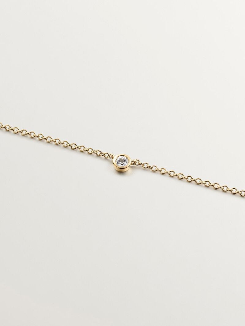 Single 925 silver pendant bathed in 18K yellow gold with white topaz image number 2