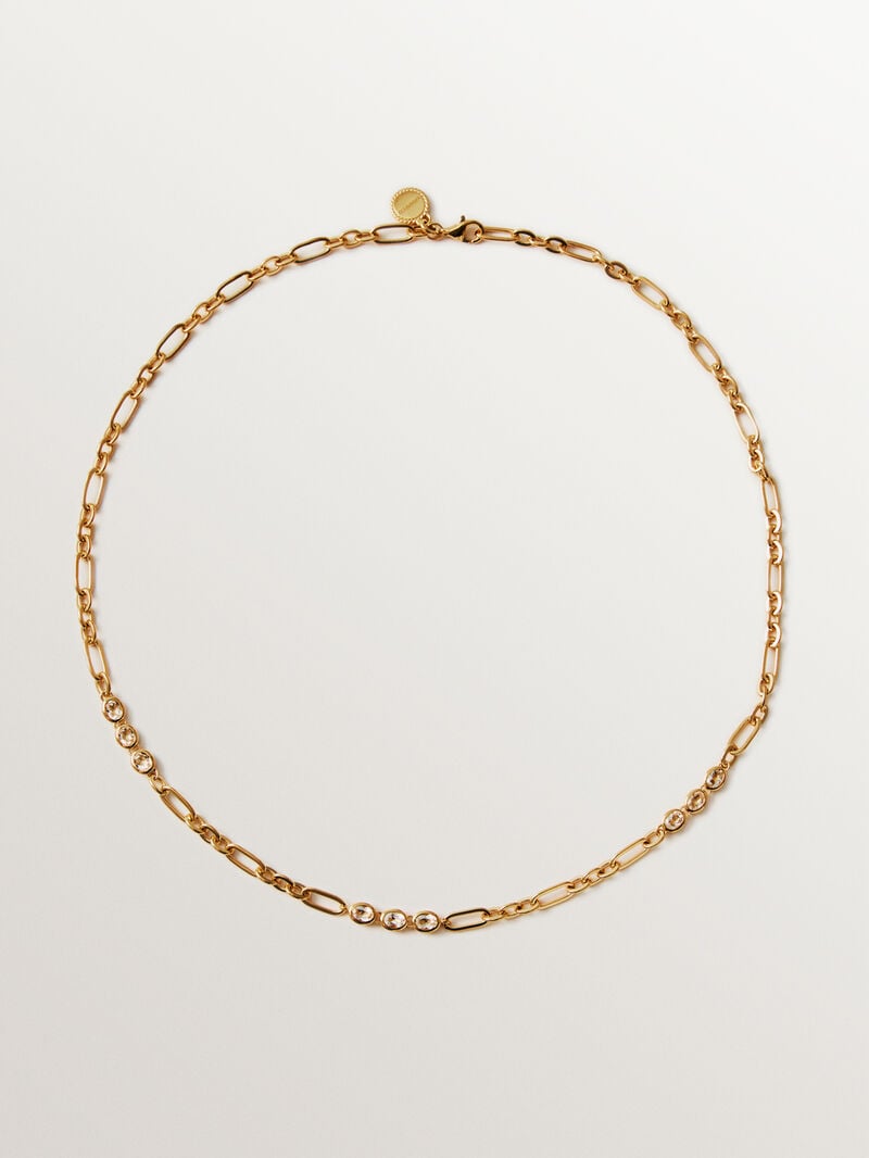 18K yellow gold plated 925 silver necklace with white topazes image number 0