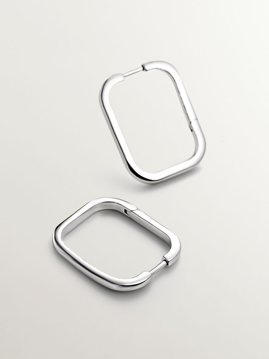 Large silver square earrings   , J04645-01, hi-res