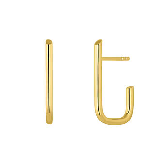 Large rectangular hoop earrings in 18k yellow gold-plated silver , J05140-02,hi-res