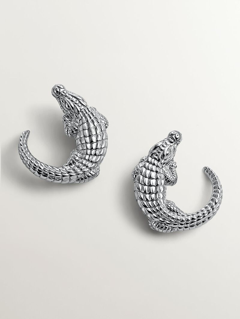 925 silver earrings shaped like crocodile image number 4