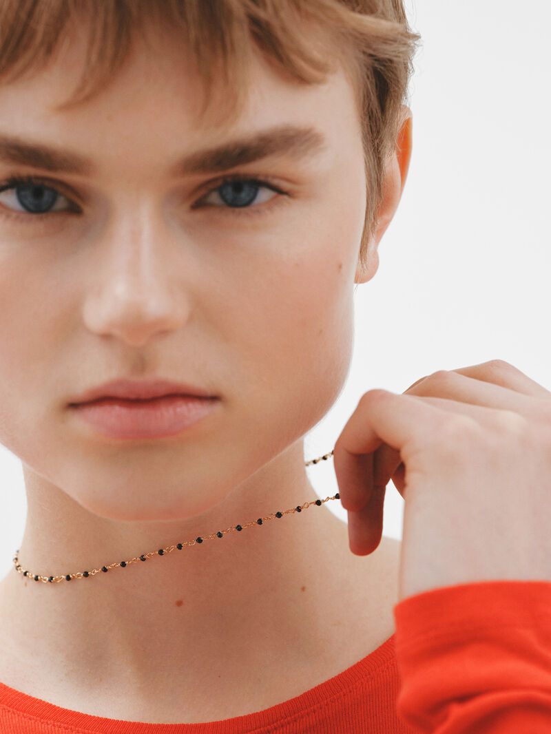 925 Silver chain plated in 18K yellow gold with black spinels. image number 3