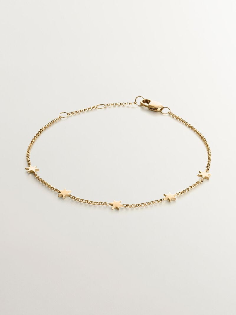 Pulsera de plata 925 bañada en oro amarillo de 18K con estrellas image number 0