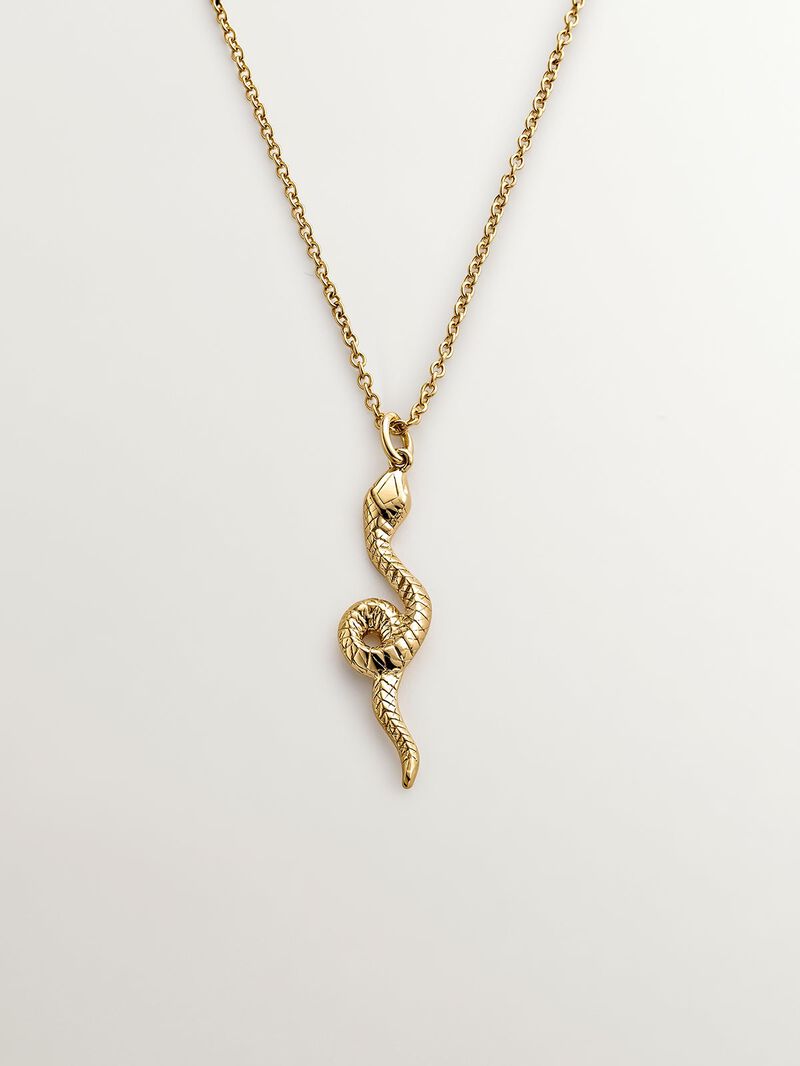 18K Yellow Gold Plated 925 Silver Pendant with Snake. image number 0