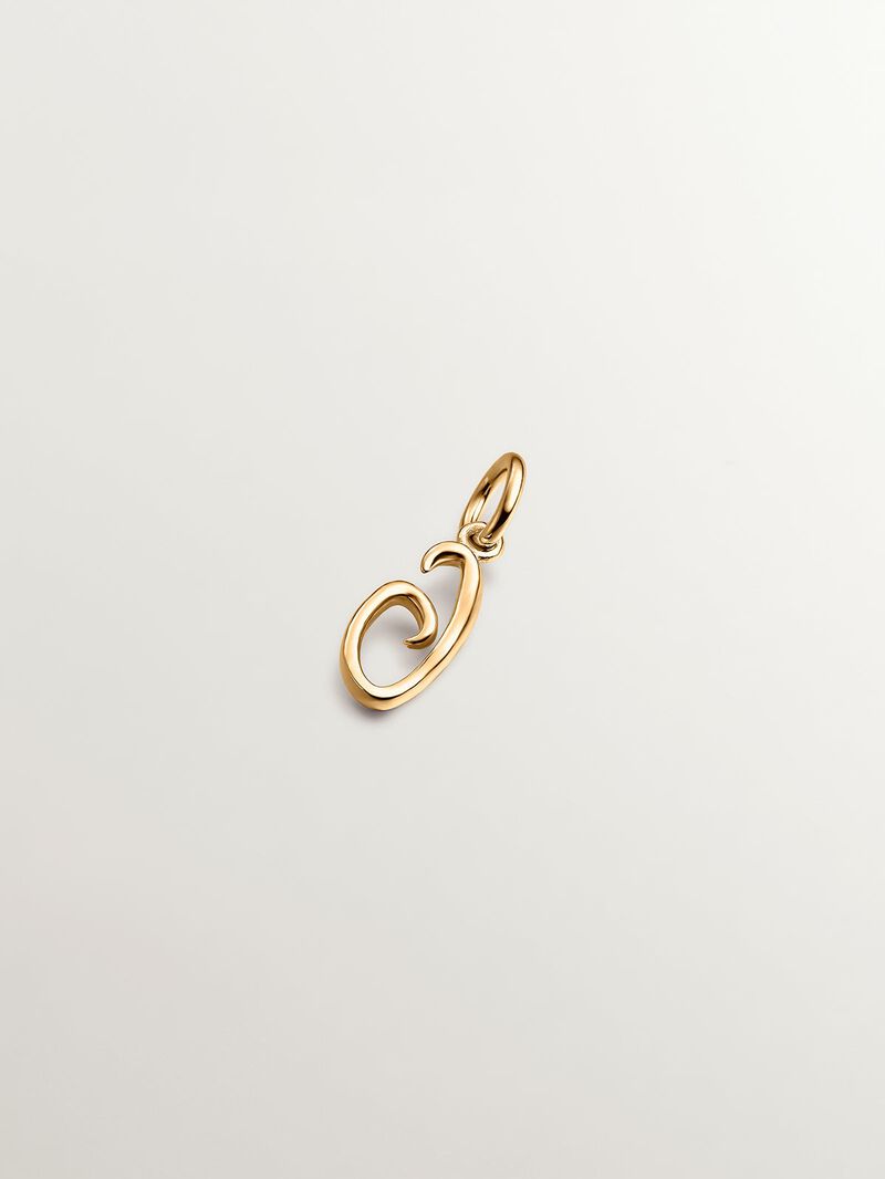 925 Silver charm bathed in 18K yellow gold with initial G image number 1