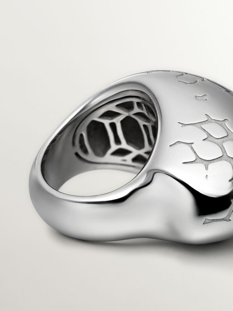 925 silver domed ring with snake texture image number 6