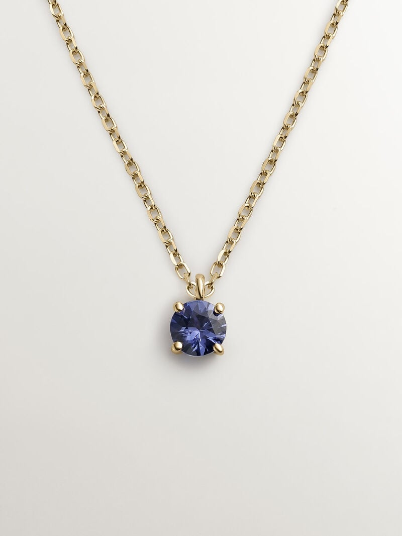 9K yellow gold pendant with blue sapphire image number 0
