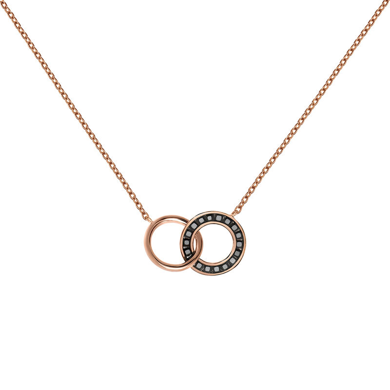 Rose gold plated spinel double circle necklace , J03667-03-BSN, hi-res