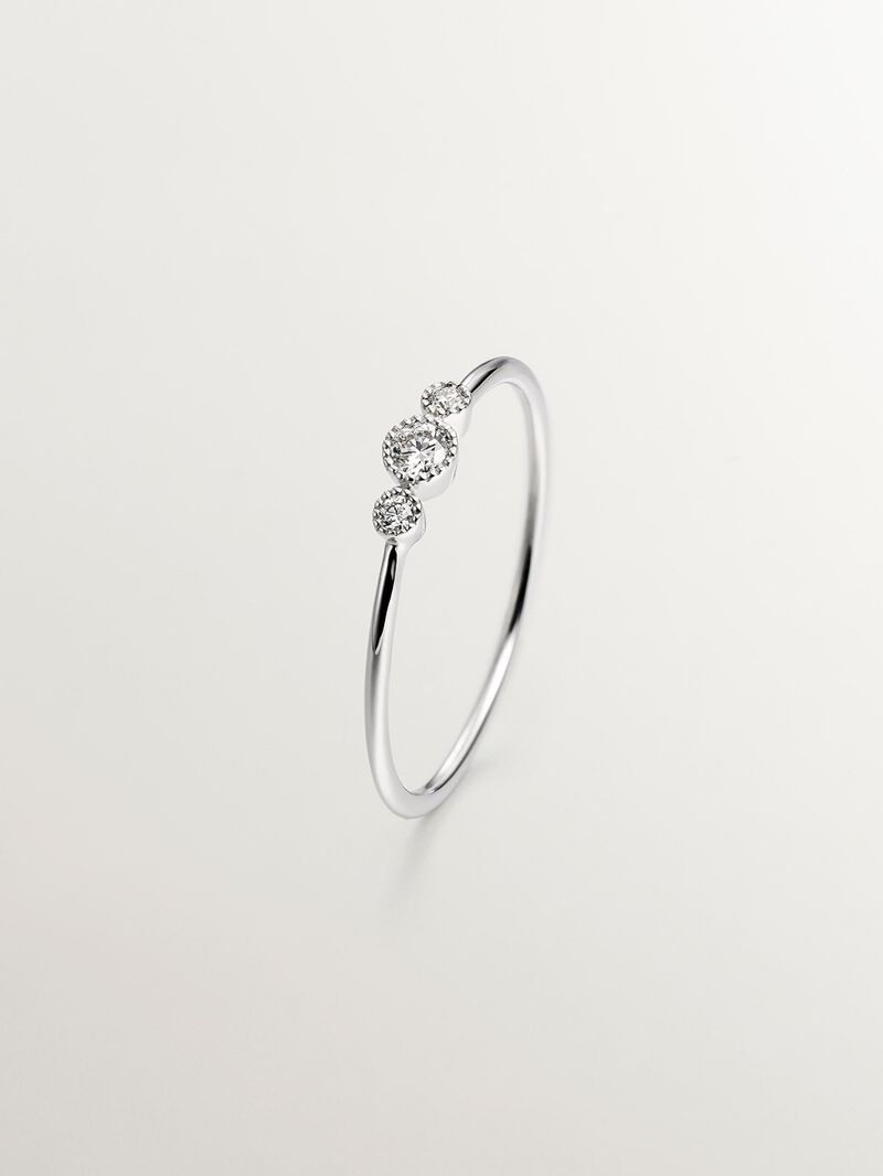 9K white gold trilogy ring with diamonds 0.097 cts. image number 2