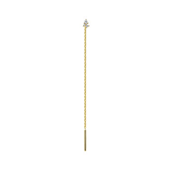 Single 9kt yellow gold chain earring with triple diamond of 0.04cts, J04960-02-H,hi-res