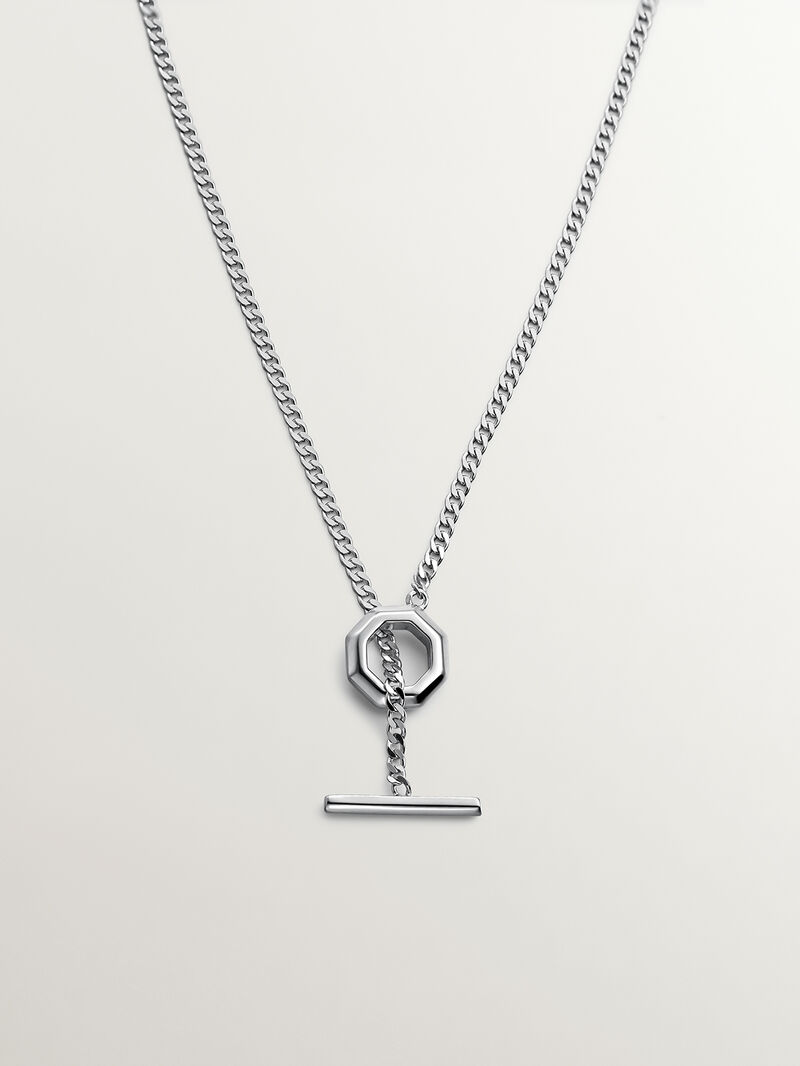 925 sterling silver chain with geometric finish image number 0