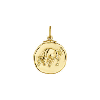 Charm medalla Tauro de plata bañada en oro amarillo de 18kt, J04780-02-TAU, mainproduct