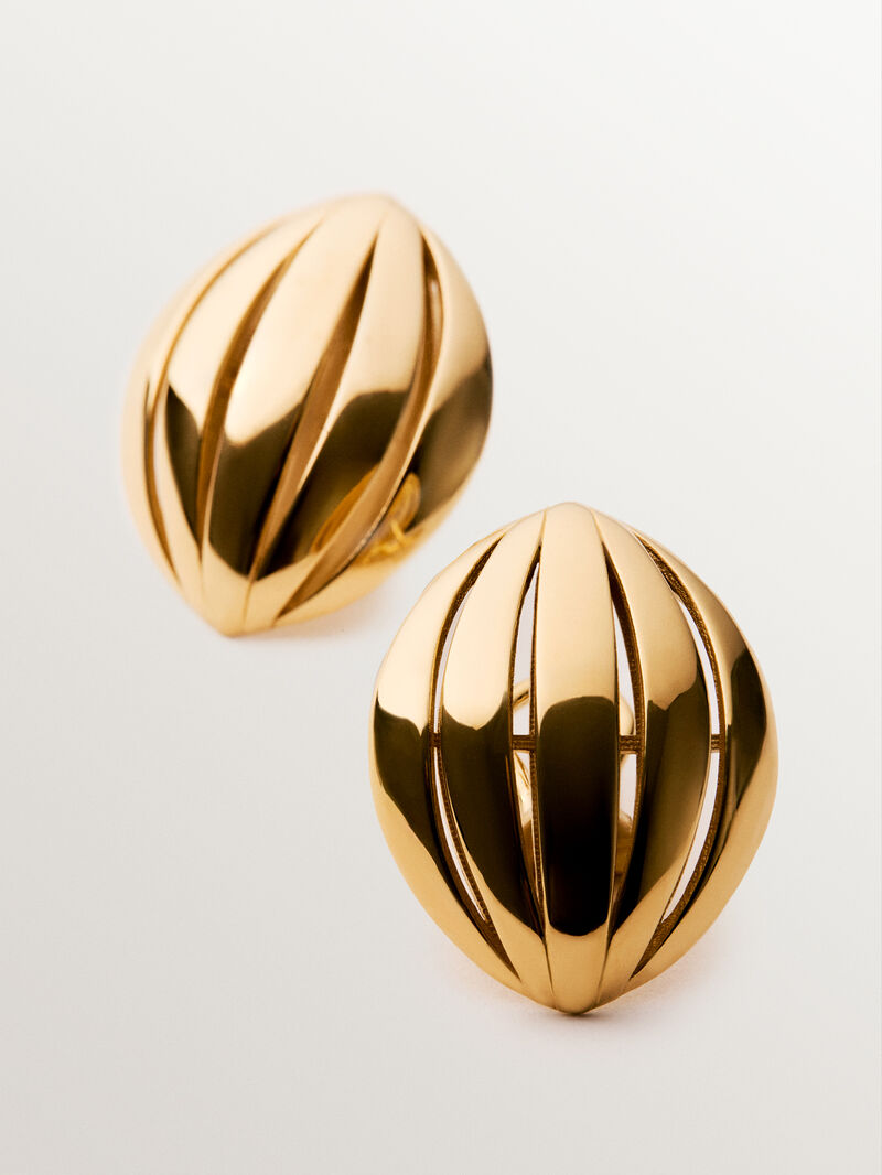 18K yellow gold plated 925 silver earrings with oval shape image number 4