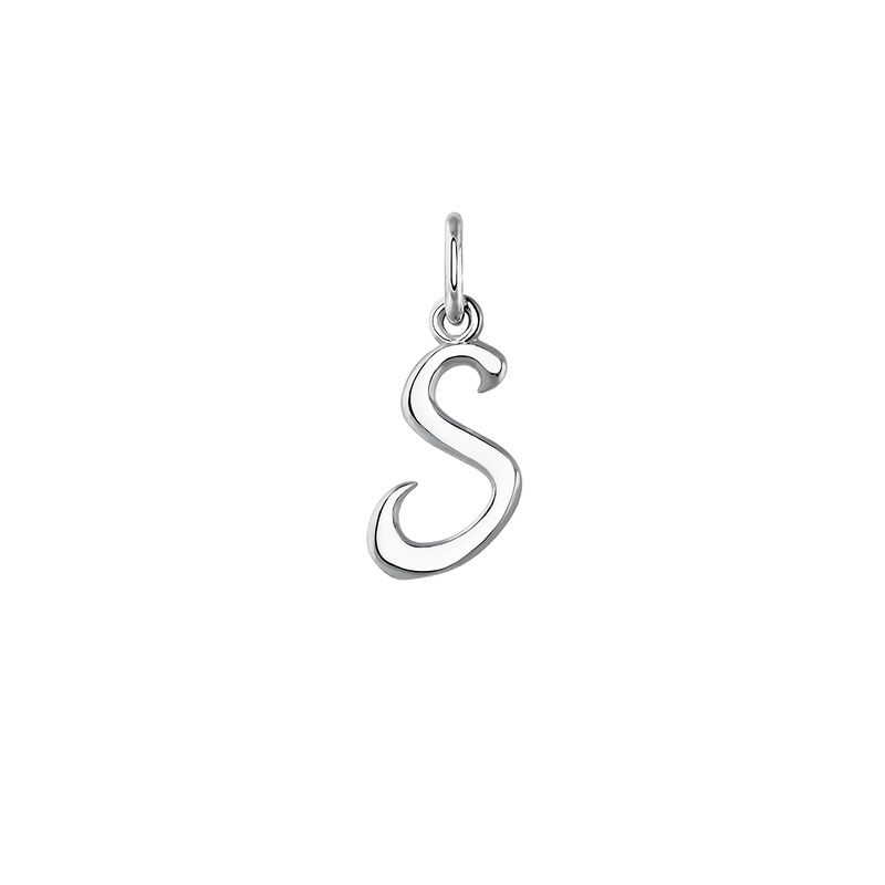 Silver S initial charm , J03932-01-S, hi-res