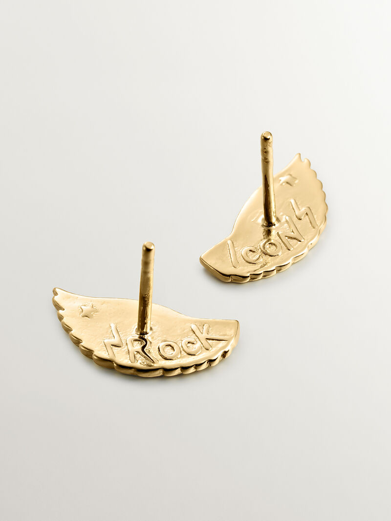 Long 925 silver earrings bathed in 18K yellow gold with wings image number 6
