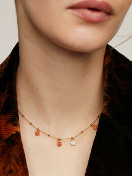 Necklace in 18 kt gold-plated silver with multicoloured enamel from the RUSH collection, J05410-02-MULENA,hi-res