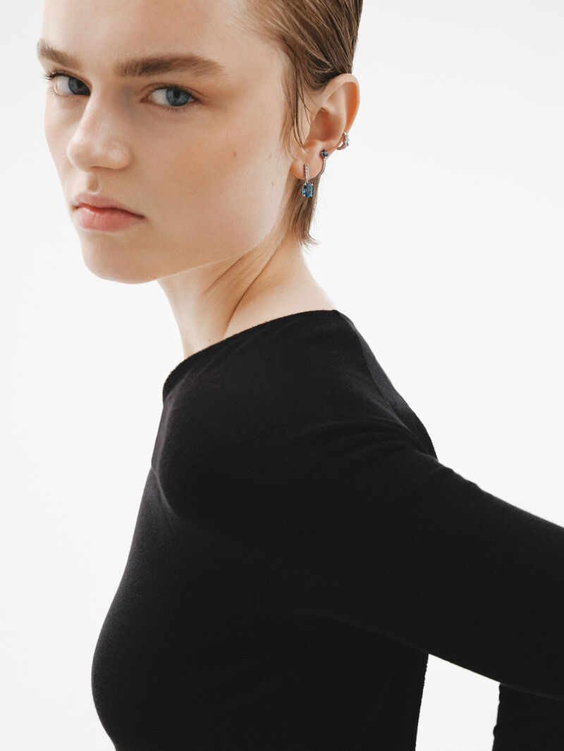 925 Silver Earrings with White and London Blue Topaz image number 8