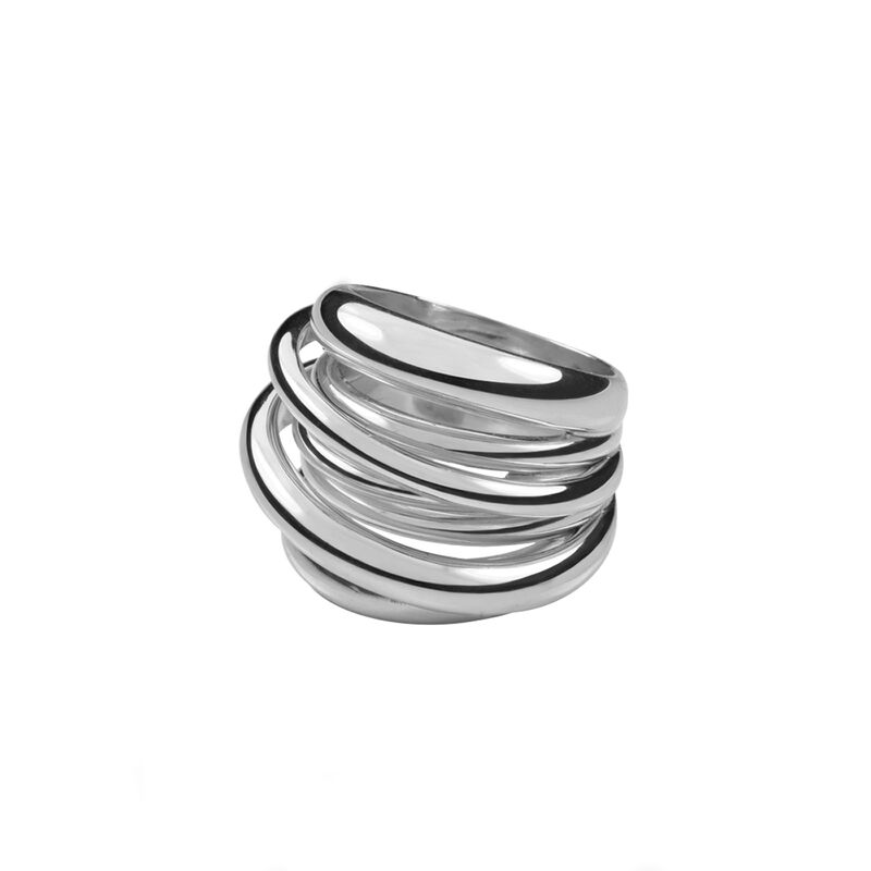Silver multi-band ring , J00795-01, hi-res
