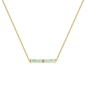 Collar de plata bañada en oro de 18kt con motivo de colores con número cinco, J05089-02-MUGRENA,hi-res