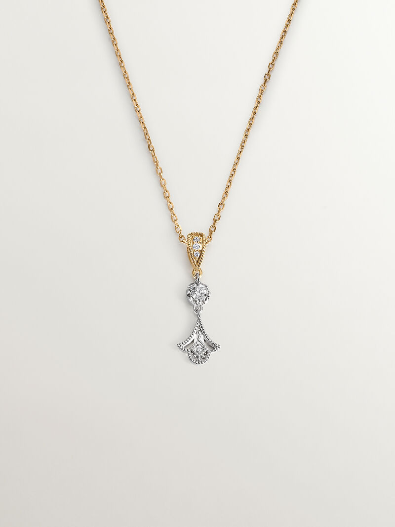 18K white and yellow gold pendant with brilliant cut diamonds image number 0