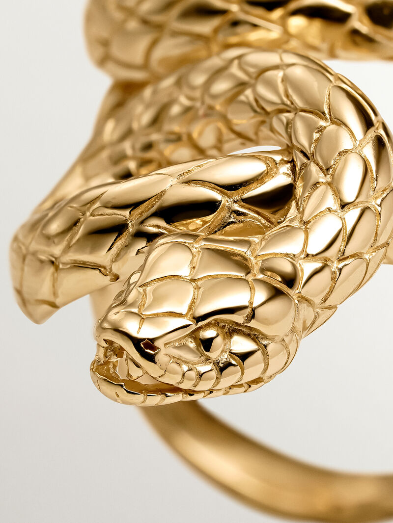 929 Silver Shuttle Ring, gold-plated in 18K Yellow Gold, with a Snake shape. image number 4
