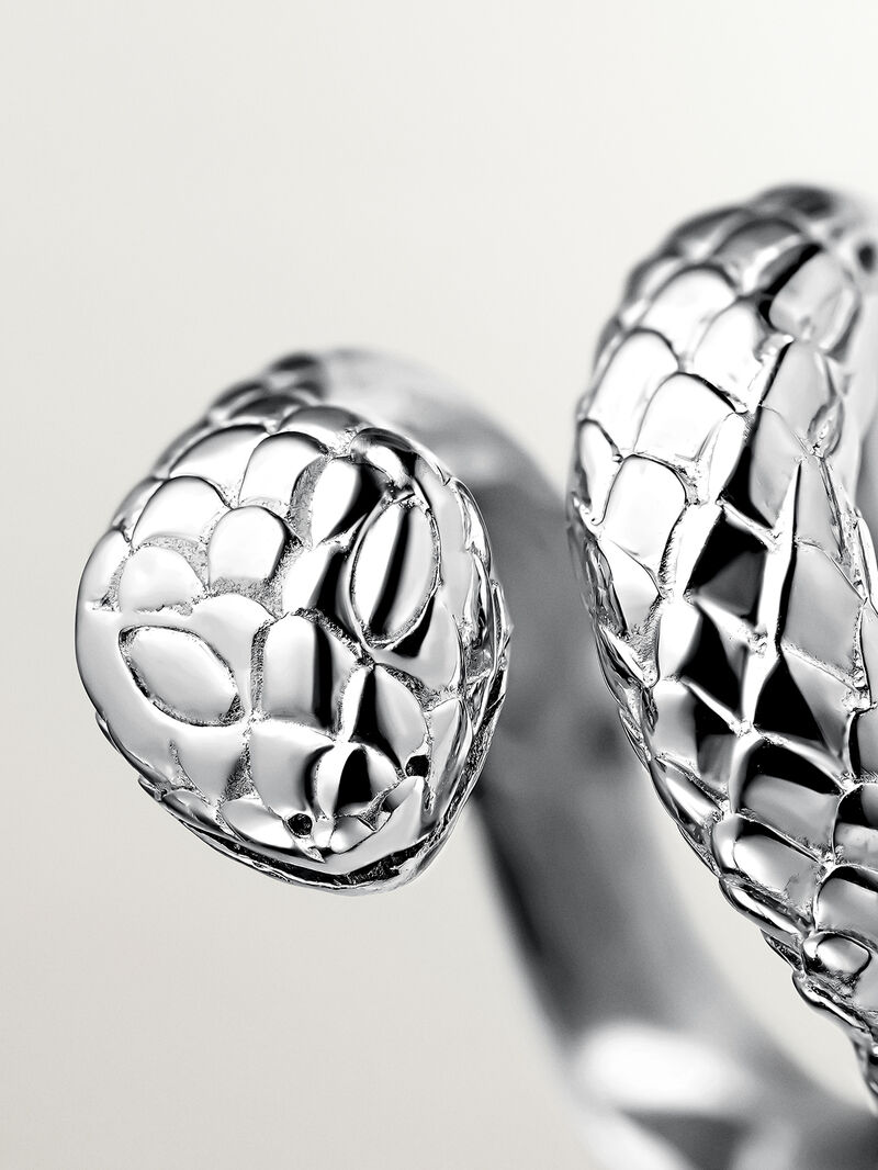 Wide 925 silver ring in the shape of a snake. image number 4