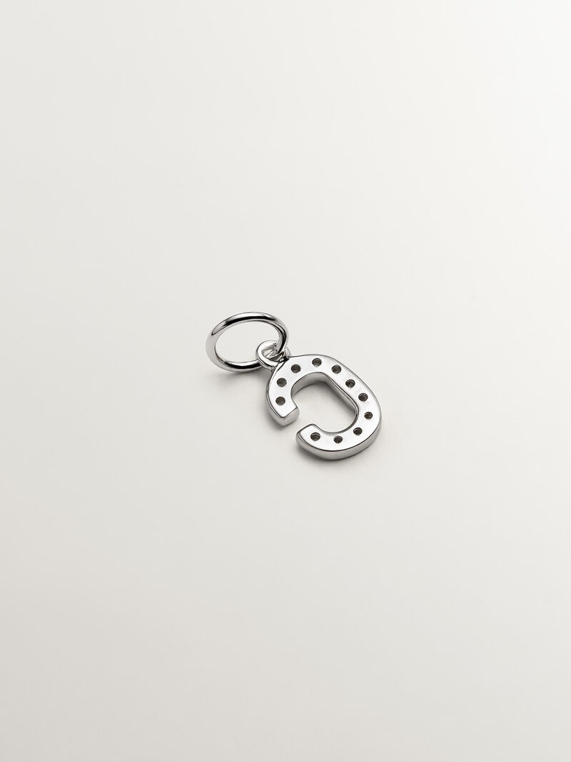 925 Silver Charm and White Topaz Initial C image number 2