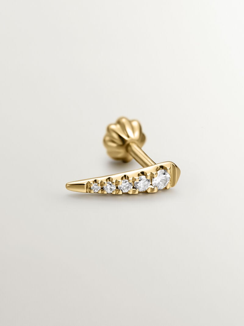 Individual 9K yellow gold earring with diamonds. image number 2