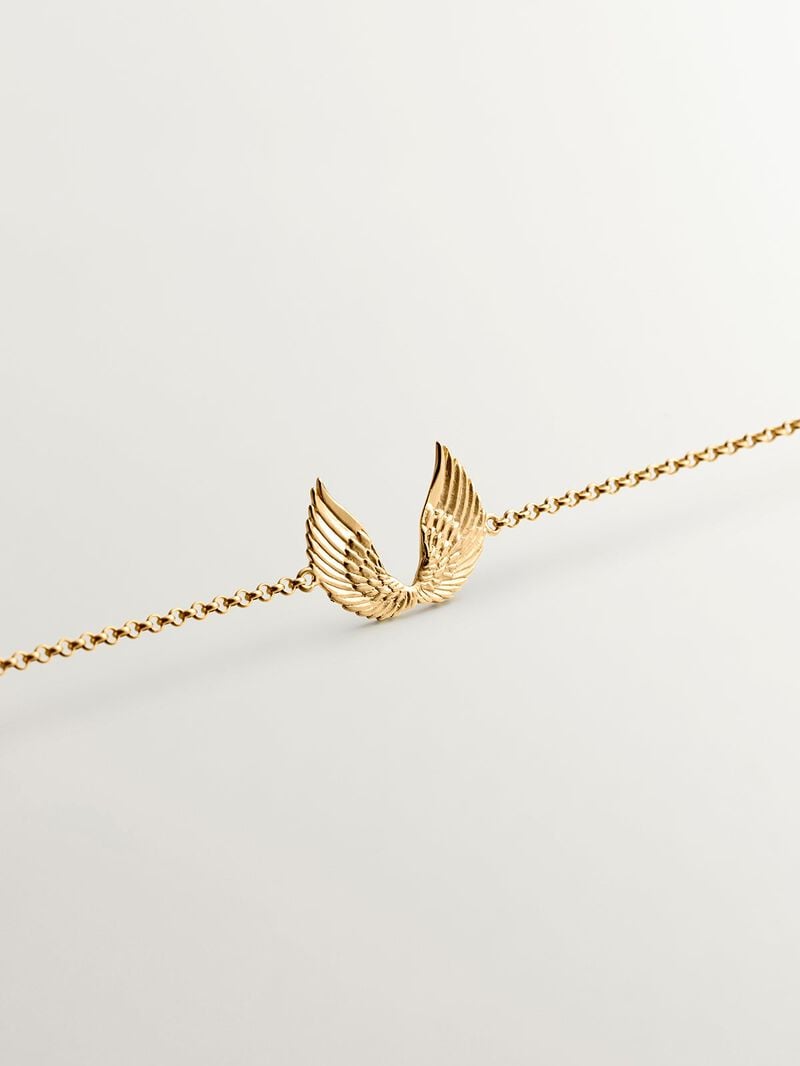 925 Silver bracelet plated in 18K yellow gold with wings image number 4