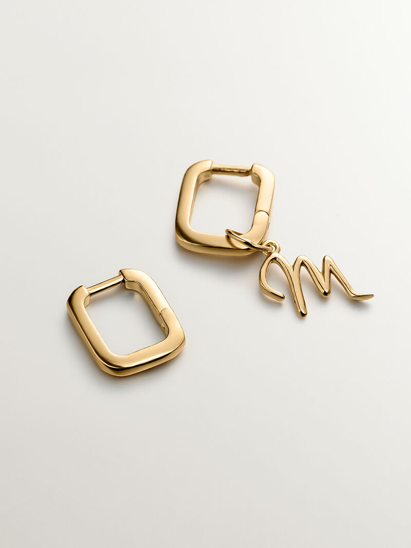 Square hoop earrings in 925 silver bathed in 18K yellow gold image number 4