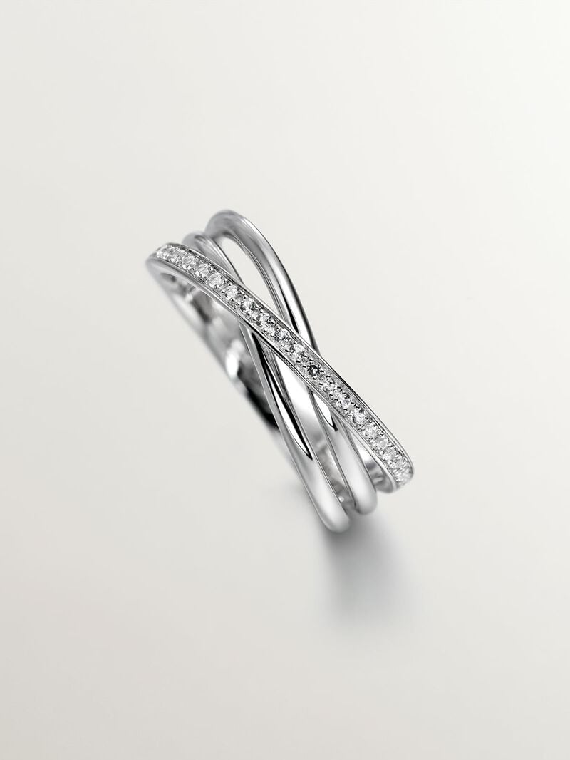 927 Silver Double Ring with White Topazes image number 4