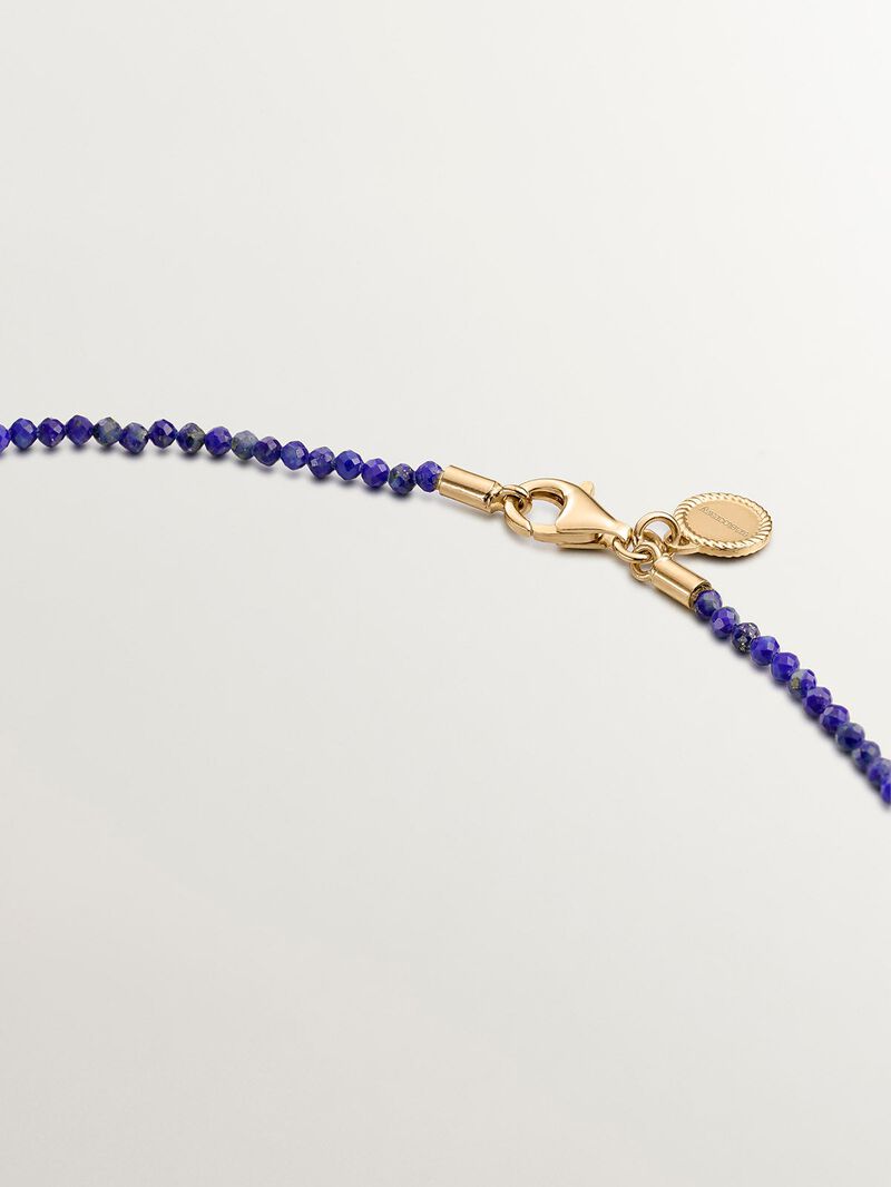 925 Silver necklace bathed in 18K yellow gold with blue lapis lazuli. image number 2