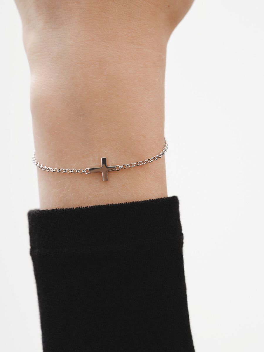 Silver cross bracelet , J00871-01, hi-res