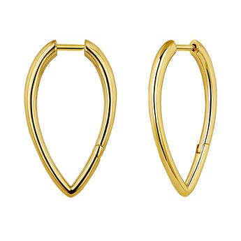 Large gold-plated silver teardrop hoop earrings  , J04646-02,hi-res