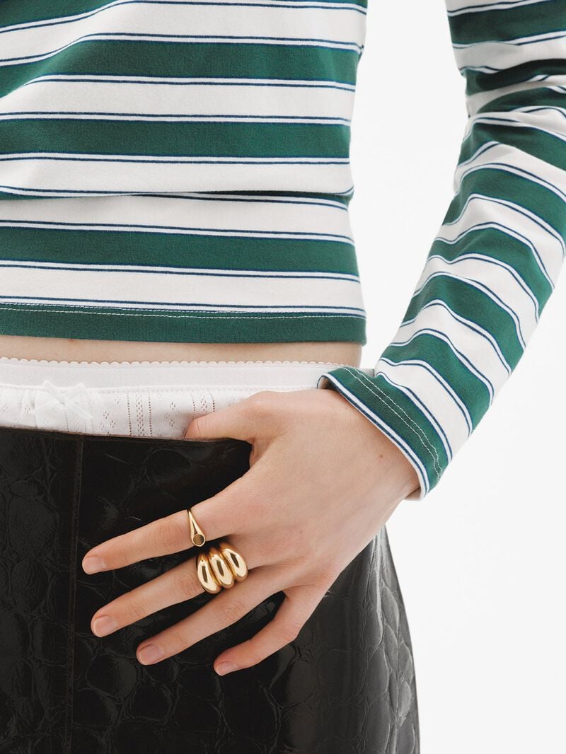 18K yellow gold plated 925 silver signet style ring with central tiger's eye. image number 5