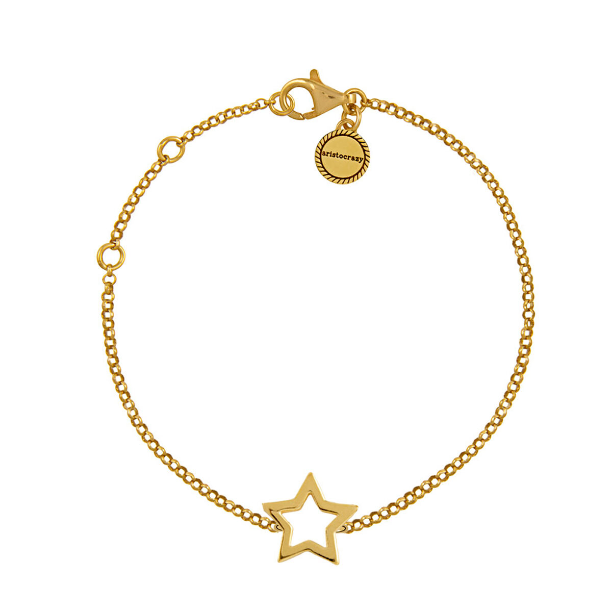 Gold plated hollow star bracelet , J01373-02, hi-res