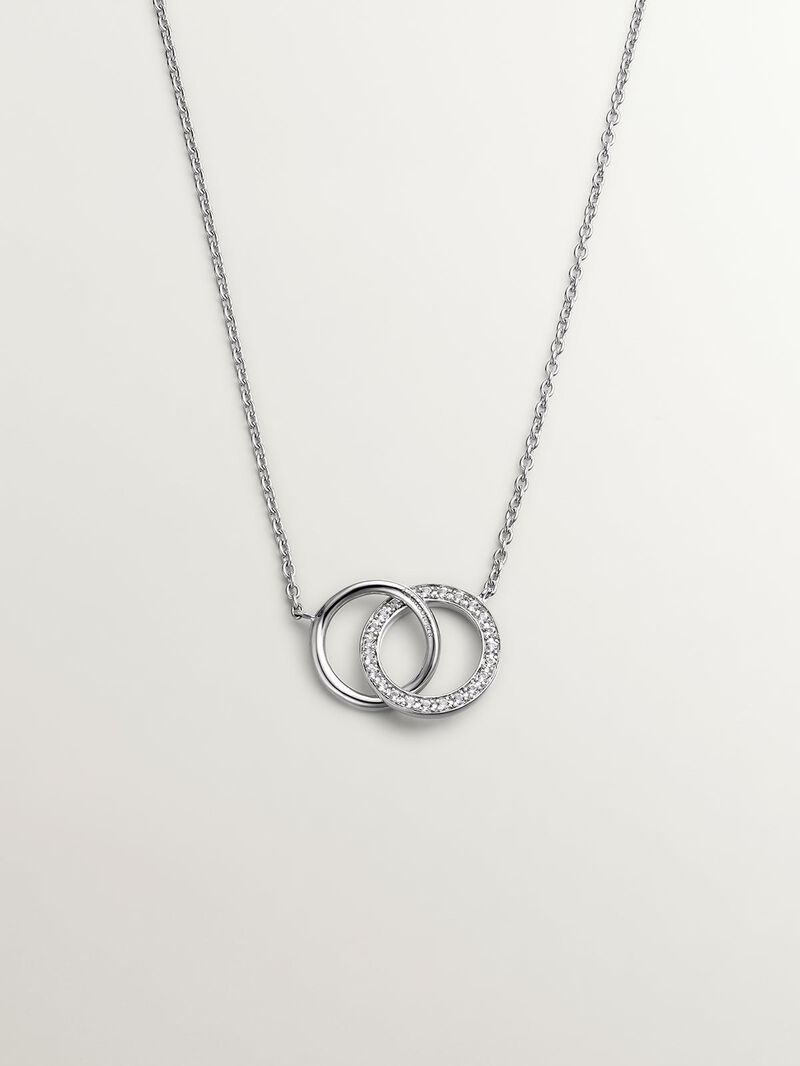 925 Silver pendant with circles and white topaz. image number 0