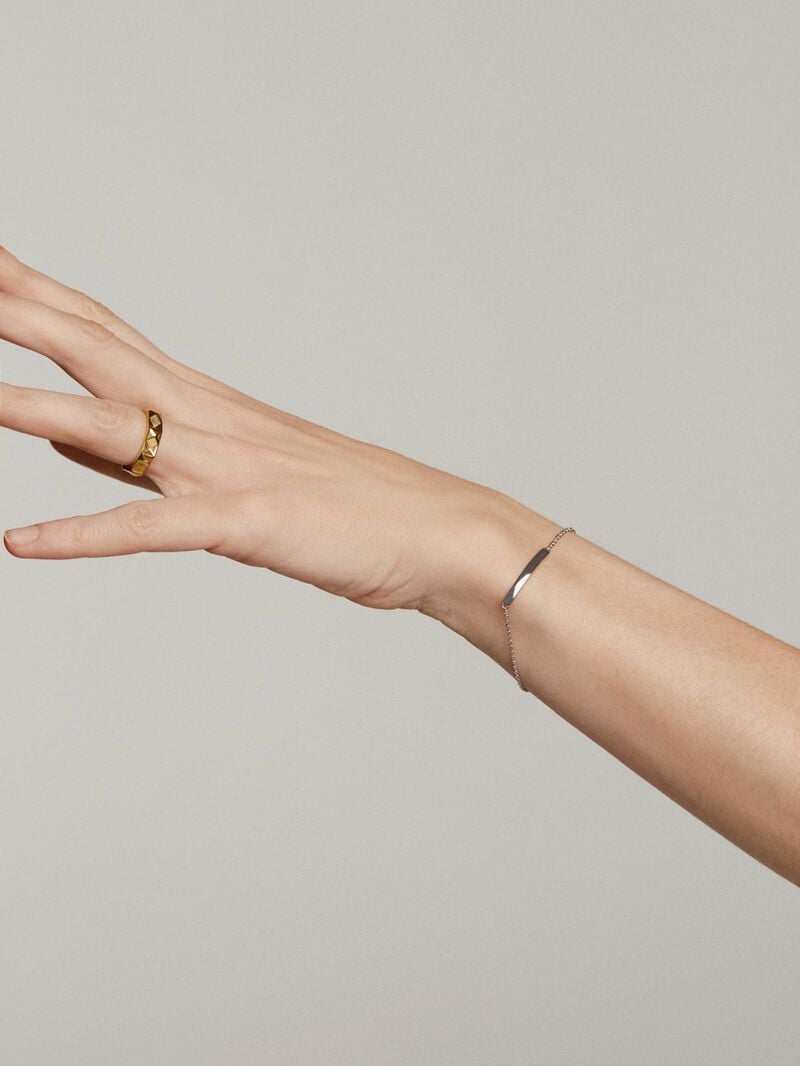 925 silver ring bathed in 18k yellow gold with geometric finish image number 5