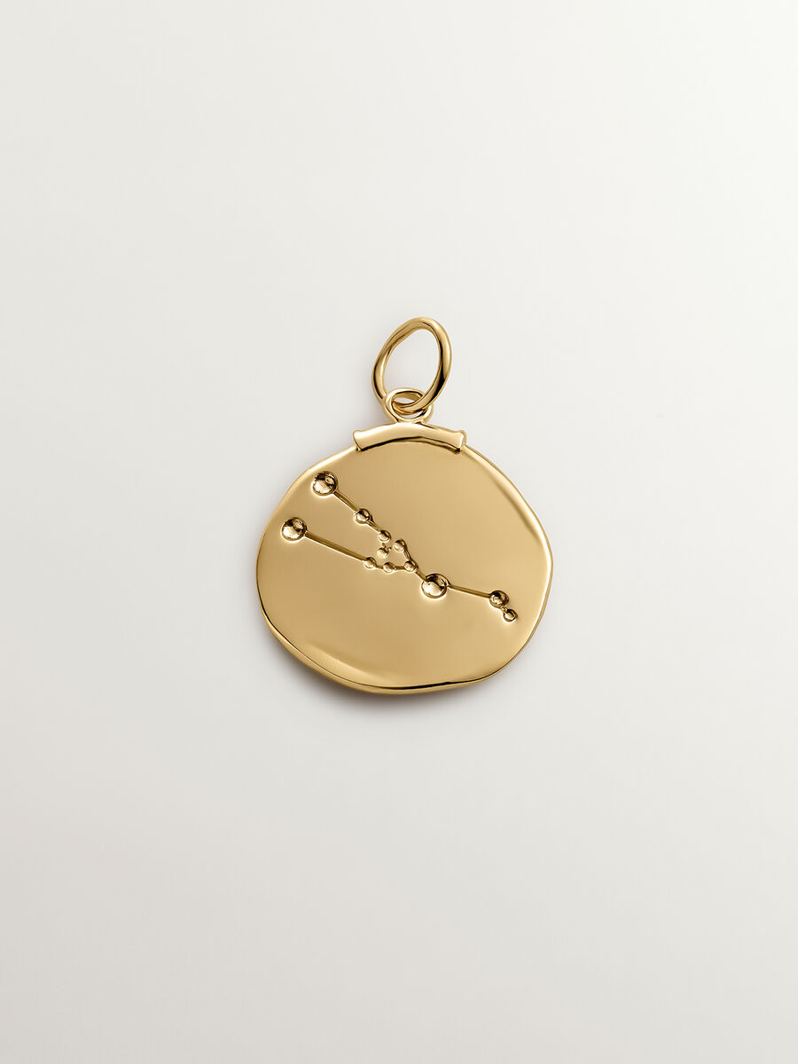 Charm medalla Tauro de plata bañada en oro amarillo de 18kt, J04780-02-TAU, mainproduct