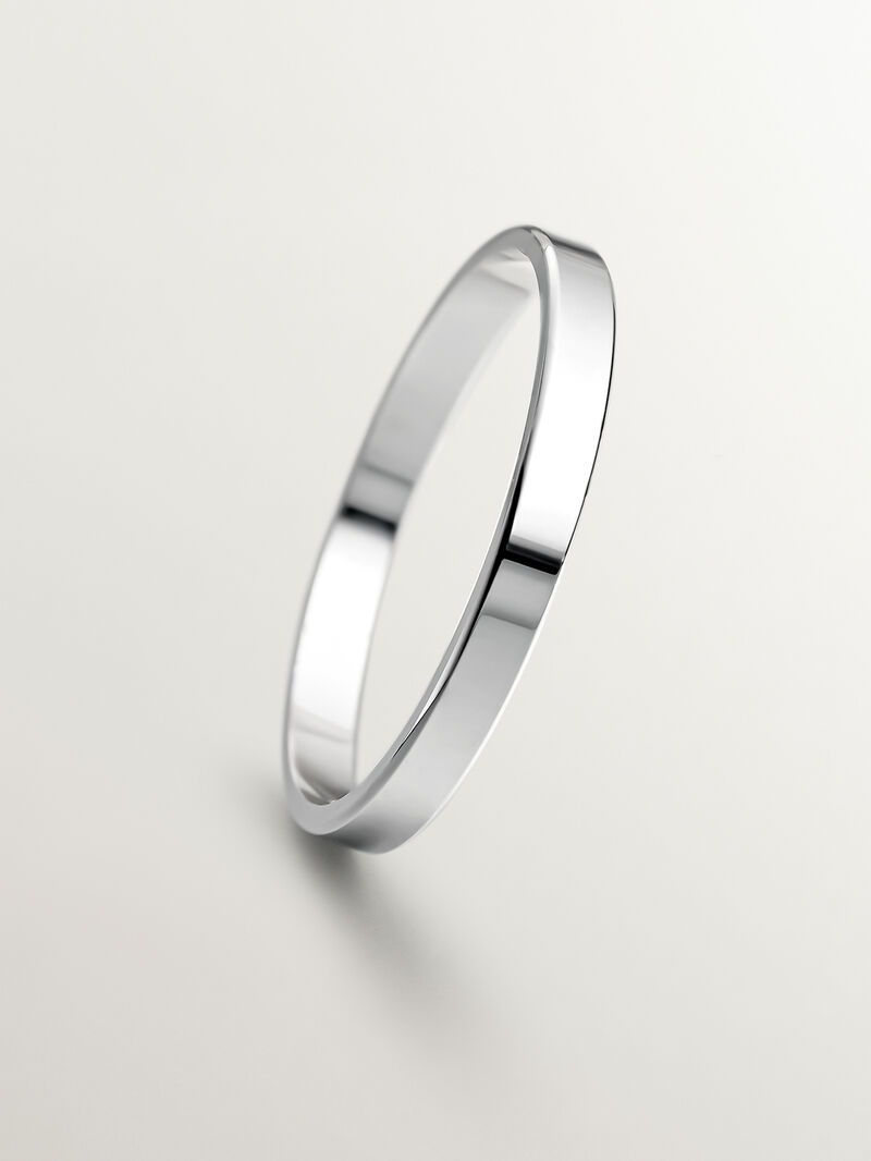 2.40mm flat 18k white gold wedding band image number 2