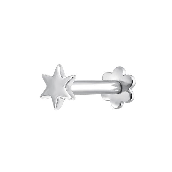 White gold star earring piercing , J03834-01-H, mainproduct